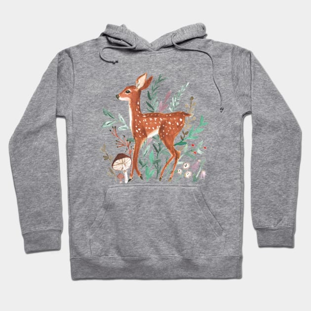 Little fawn and leaves Hoodie by Petit Faon Prints